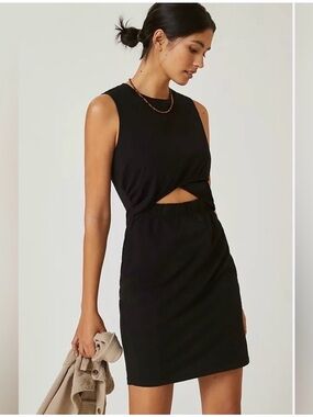 twisted cut-out mini dress in black Bodycon Mini Dress - Faux Leather Dress - Twist Front Mini Dress main image 1